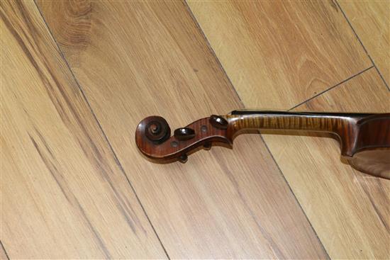 A 19th century violin by Louis Jolly, with bow cased Length 62cm